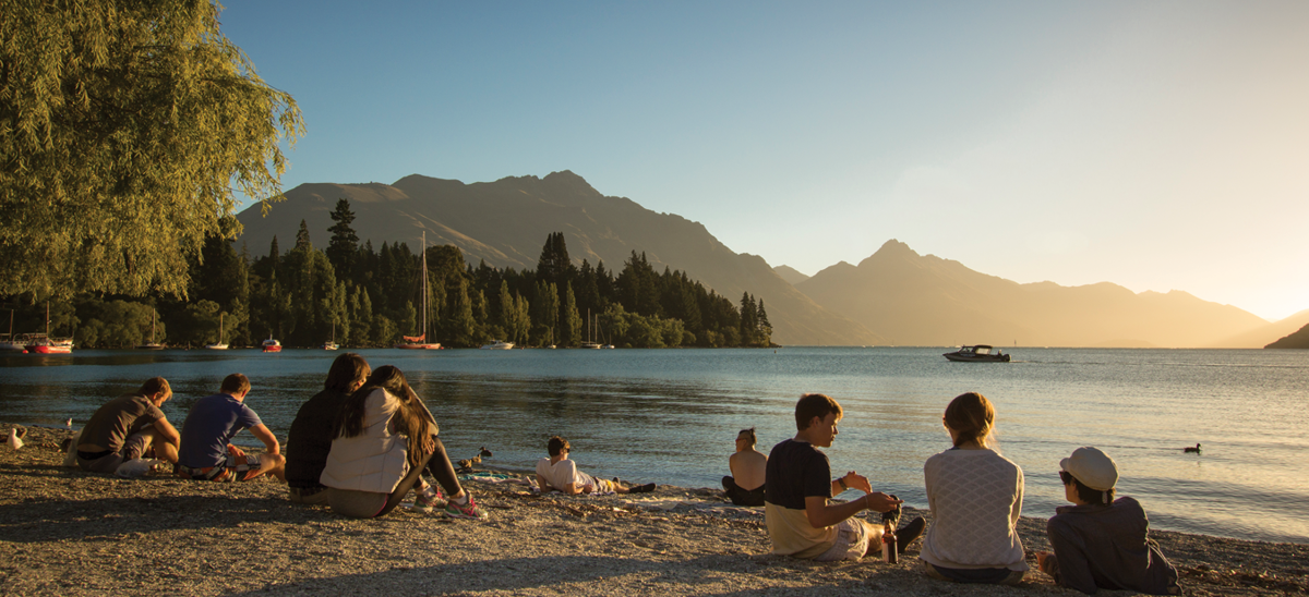 Queenstown Lakefront People Enjoying