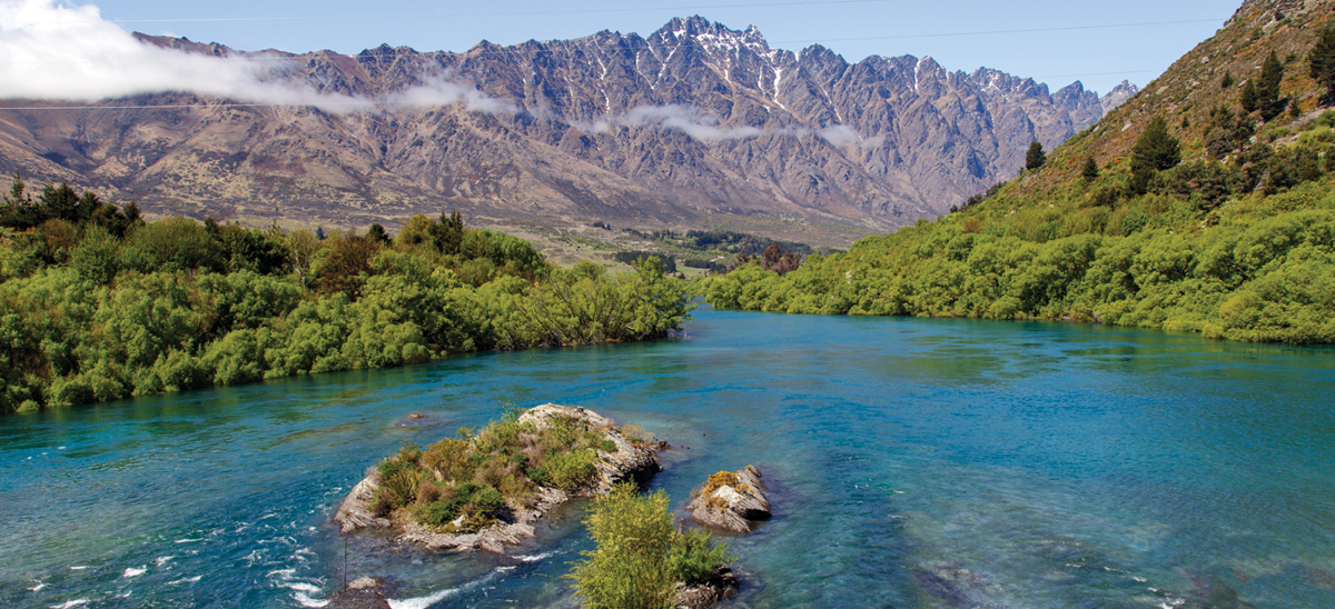 Kawarau River Looking At Remarkables From Bridge