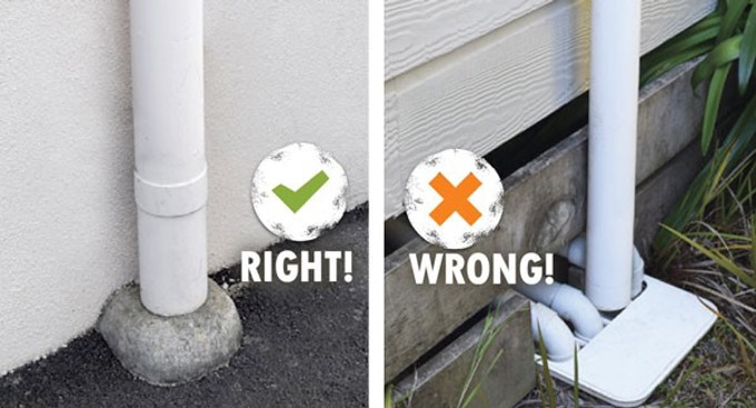 Downflow pipes right and wrong
