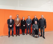 Pictured from left to right: Councillor Craig Ferguson, QLDC Community Services General Manager Kenneth Bailey, Aspiring Gymsports treasurer Julie Jones, Mayor Glyn Lewers, Wānaka-Upper Clutha Community Board representative John Wellington, Deputy Mayor Quentin Smith and Wānaka-Upper Clutha Community Board Chair Simon Telfer.